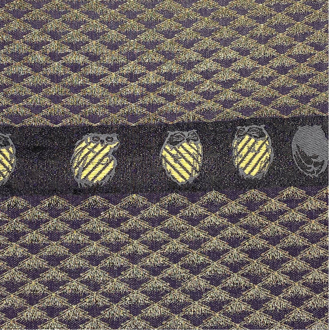 Fukuro Obi (Indigo blue pigeon feather color) Owl, Matsukawa diamond pattern, Obi length 440cm, Pure silk, S rank, Point pattern, Casual, Purple, 1123005792320