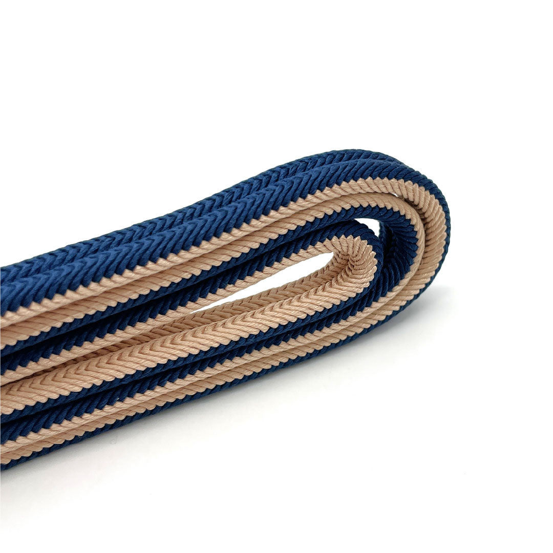(Brand New) Pure Silk Obijime (Sash Band) - New Rank, Indian Indigo Blue (Indoaiiro) and Light Indigo Blue (Usukoiro) - Solid Color with Twisted Tassels - Approx. 160cm Long, Approx. 1.1cm Wide - Casual, Navy Blue - Product Number: 1135005221318
