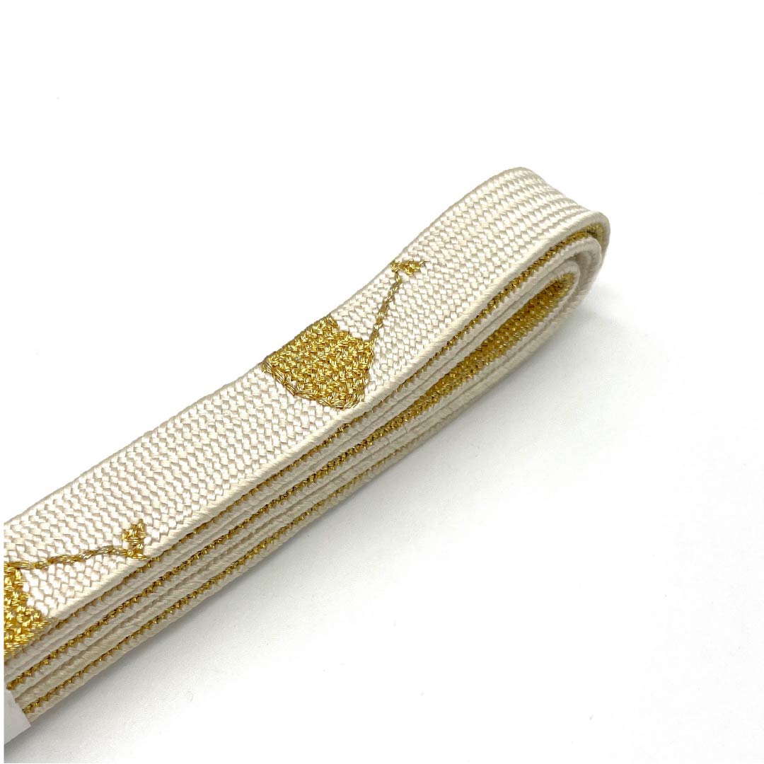帯締め 正絹 Sランク 胡粉色（ごふんいろ） 金色（きんいろ） 留袖用 長さ約160cm 幅約1.6cm フォーマル 白系 1135003892311