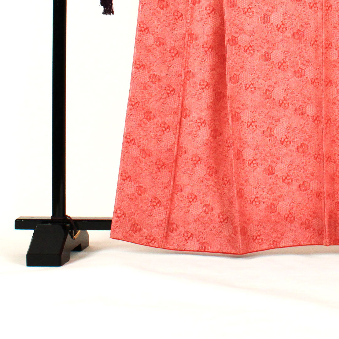 Komon, Length 164cm, Sleeve length 64cm, Awase, Butterfly and peacock feathers, Pure silk, S rank, Vermilion, 1115000572316