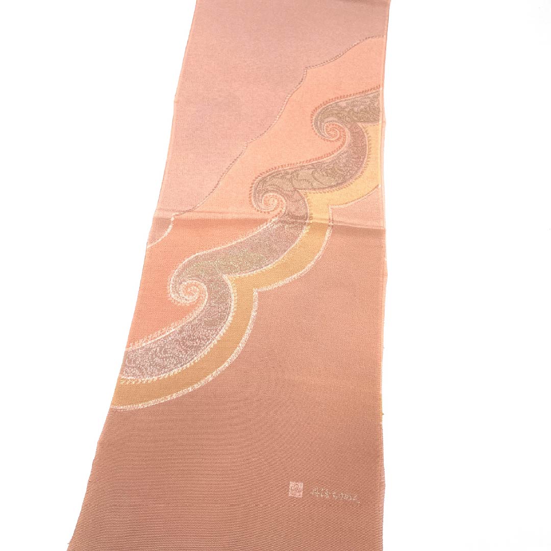 帯揚げ 正絹 Sランク セミフォーマル 東雲色（しののめいろ） 丹後ちりめん 抽象模様 長さ約173cm 幅約30cm ピンク系 1136002932913