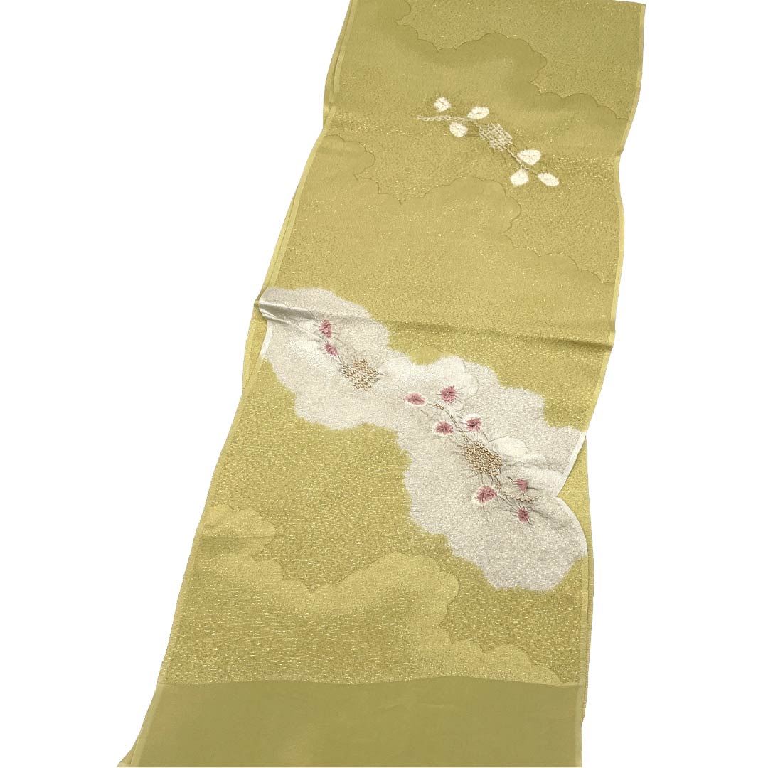 帯揚げ 正絹 Sランク セミフォーマル 浅黄色（あさききいろ） 薄鼠色（うすねずいろ） 絞り 古典柄 長さ約178cm 幅約29.5cm 緑系 1136003502919
