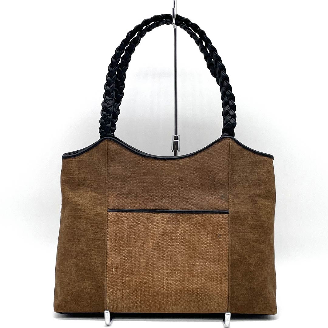 (Like New) Casual Zori and Bag Set with Sake Bag, Low-Rebound Zori with La Sole, Size M, Brown, Item Number: 1133000341314