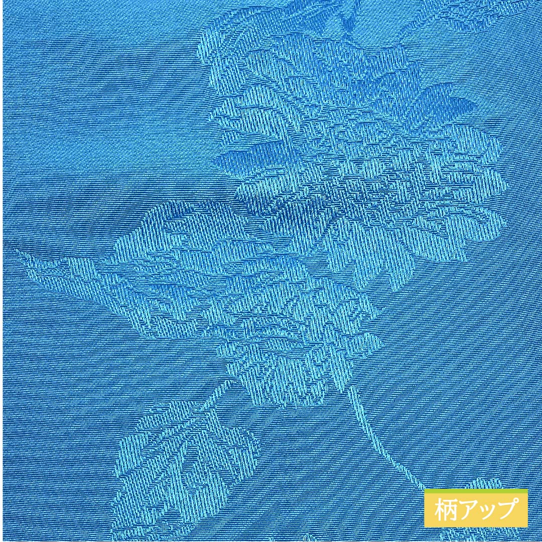 Half-width obi, polyester, indigo blue, floral and plant patterns, reversible, obi length 364cm, blue, S rank, 1125000902317