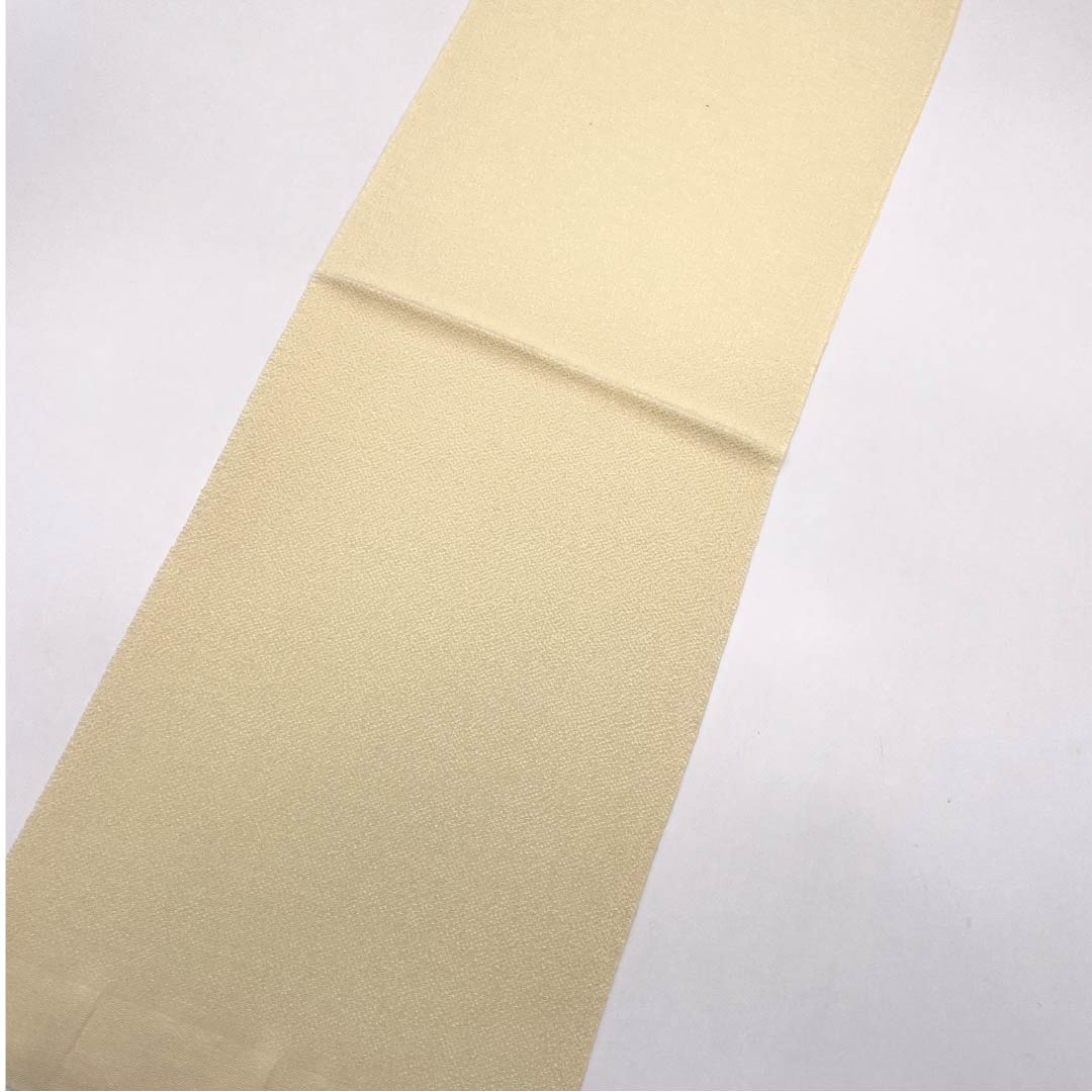 (New old stock) Formal obiage, pure silk, koji-iro (koji-iro), crepe, plain, for furisode, length approx. 164cm, width approx. 27cm, S rank, cream color, 1136000082915