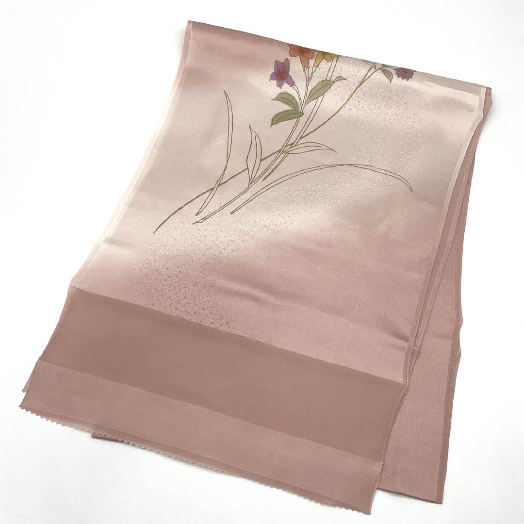 S-Rank Silk Obiage (Semi-Formal) in Modern Colors with Floral Pattern, Approximately 173cm Long, 30cm Wide, Pink, Product Number: 1136002362913