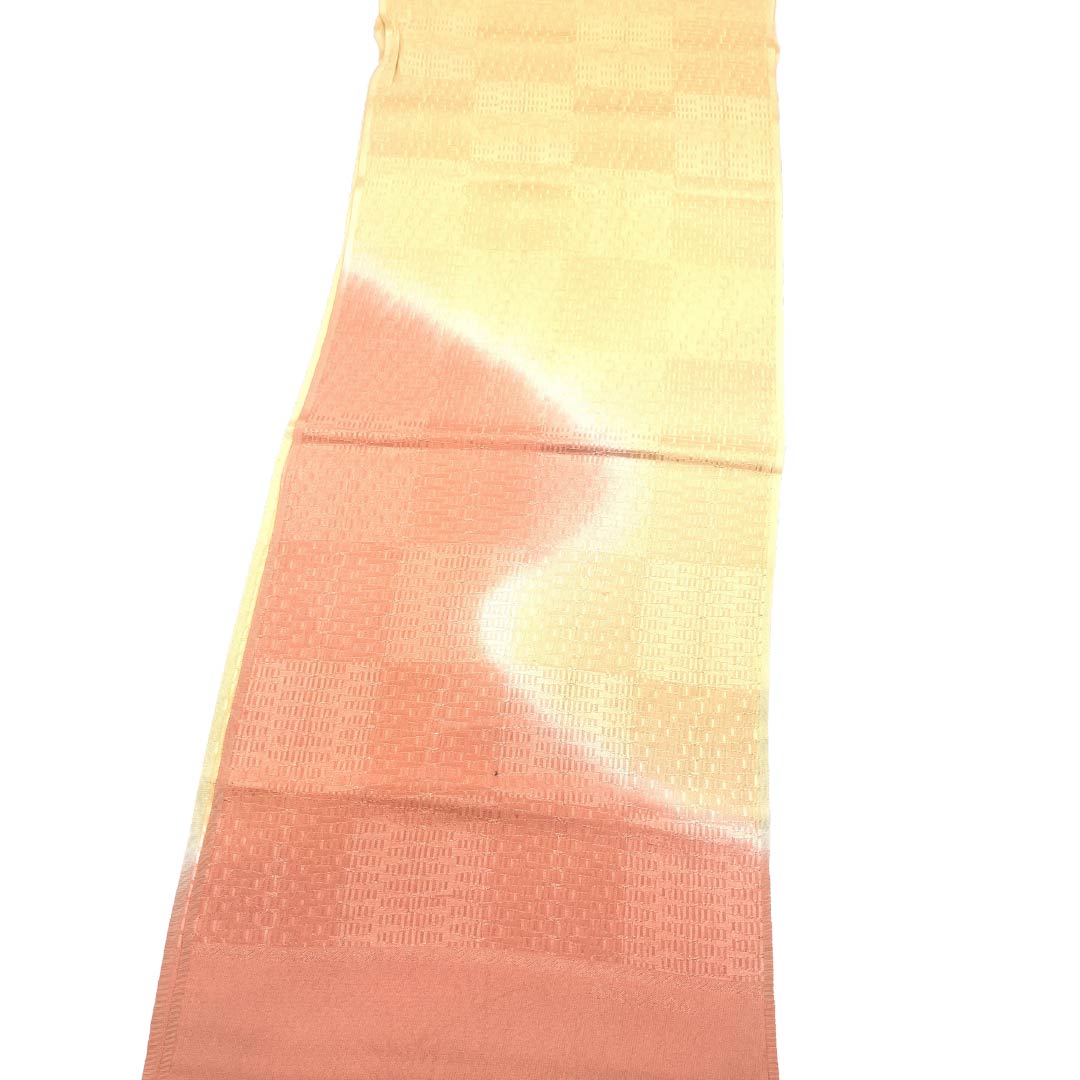 帯揚げ 正絹 Aランク カジュアル 淡紅赤色（うすべにあかいろ） 黄唐紙色（きからかみいろ） 丹後ちりめん 長さ約180cm 幅約30cm 橙系 1136003983926