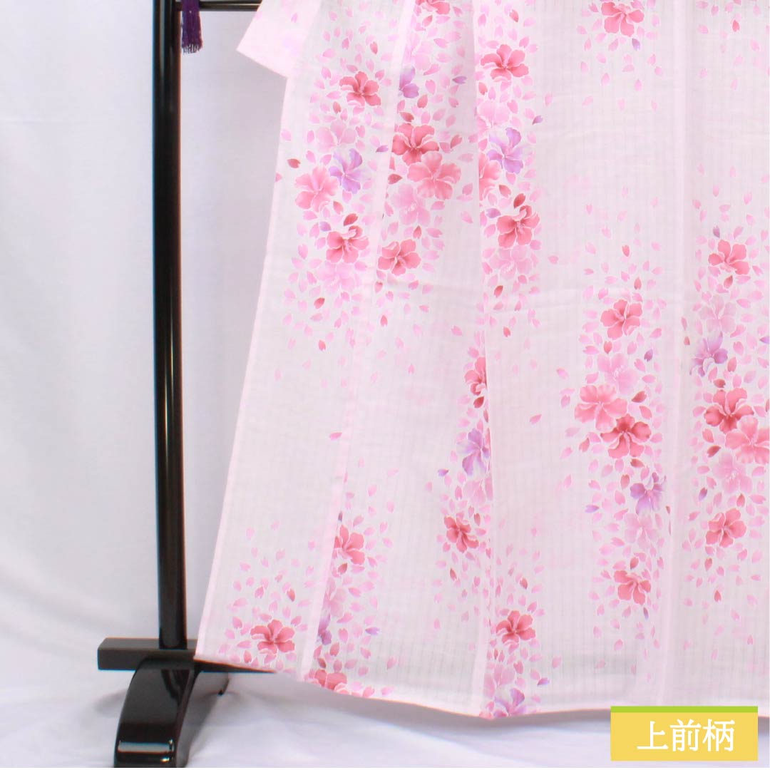 浴衣 木綿 身丈164cm 裄丈66cm Aランク 単衣 ピンク系 桜色（さくらいろ） 洋花 ラメ 1118006213413