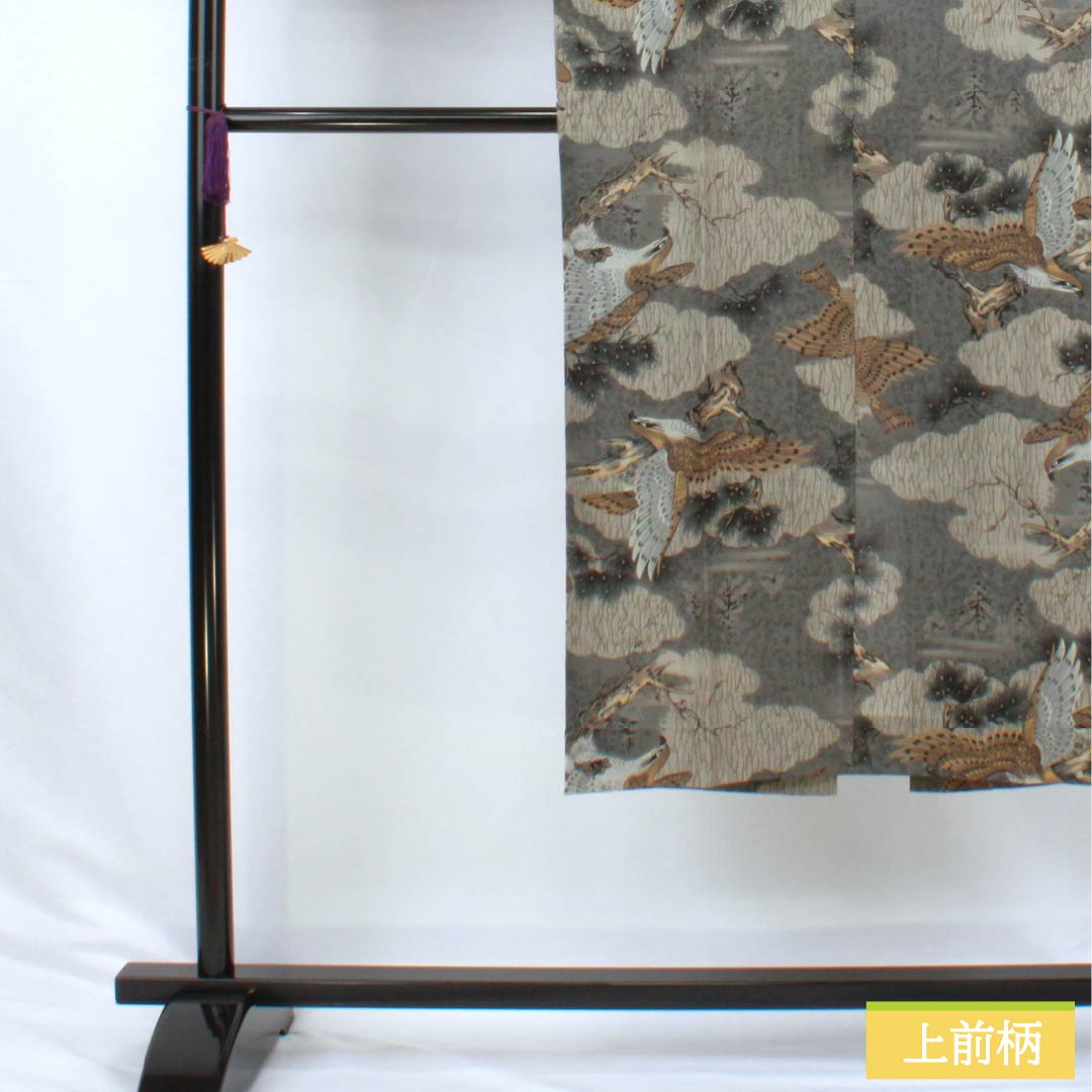 Men's wool nagajuban (long under-kimono), Grade A, length 131.5cm, sleeve length 65cm, indigo and silver soot bamboo color with pine and eagle designs, gray tones, single layer, product number 1140000753322