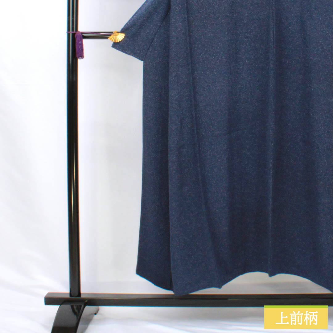 Komon (small pattern) silk S rank, length 150.5cm, sleeve length 65cm, single layer, navy blue (kon-iro) with one crest, ivy pattern, sewn-on dyeing, navy blue, product number 1115007002118