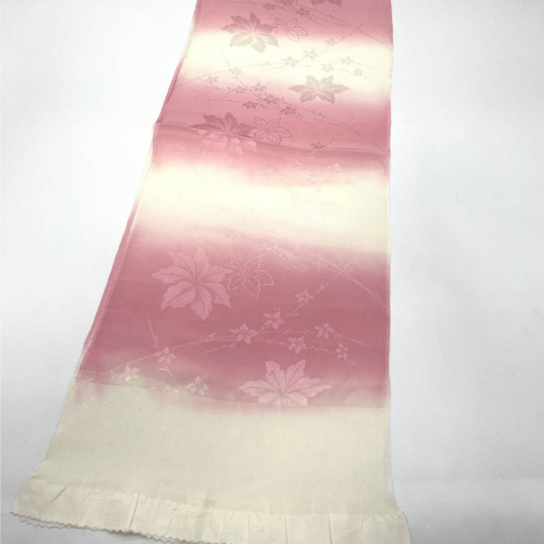 Obiage Silk A Rank Semi-formal Milky White (Nyuhakushoku) Peach Red (Tokoshoku) Gradation Floral Length approx. 169cm Width approx. 27.5cm Gradation Series 1136003083999