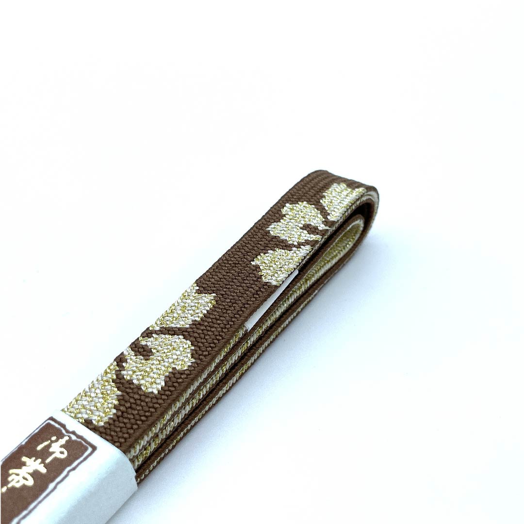 （新古品） 帯締め 正絹 四分紐 苦色（にがいろ） 金属糸使用 花 新古品 長さ約159cm 幅約1.5cm セミフォーマル Sランク 茶系 1135002182314