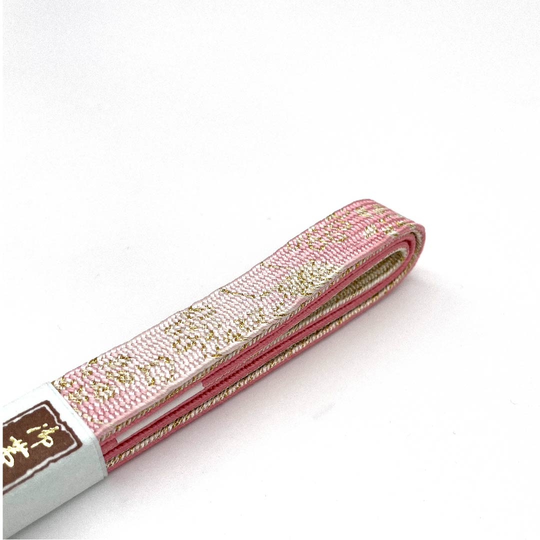 (New old stock) Obijime (belt tying) Pure silk, quarter-length string, pinkish red, metallic thread used, specially selected gold and silver thread, new old stock, length approx. 159cm, width approx. 1.5cm, semi-formal, S rank, pink, 1135002812313