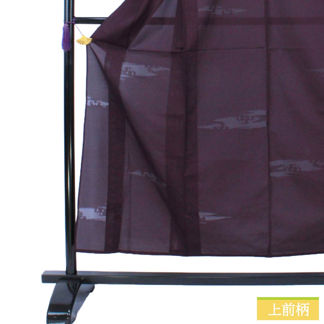 Summer Silk Iromuji Kimono, Rank S, Length 155cm, Sleeve-to-shoulder 62.5cm, Futarishizuka-iro (Muted Purple), Kasumi (Mist) Pattern, Monsya (Gauze Weave), Sha (Fine Gauze), Purple Tones, 1132003742319