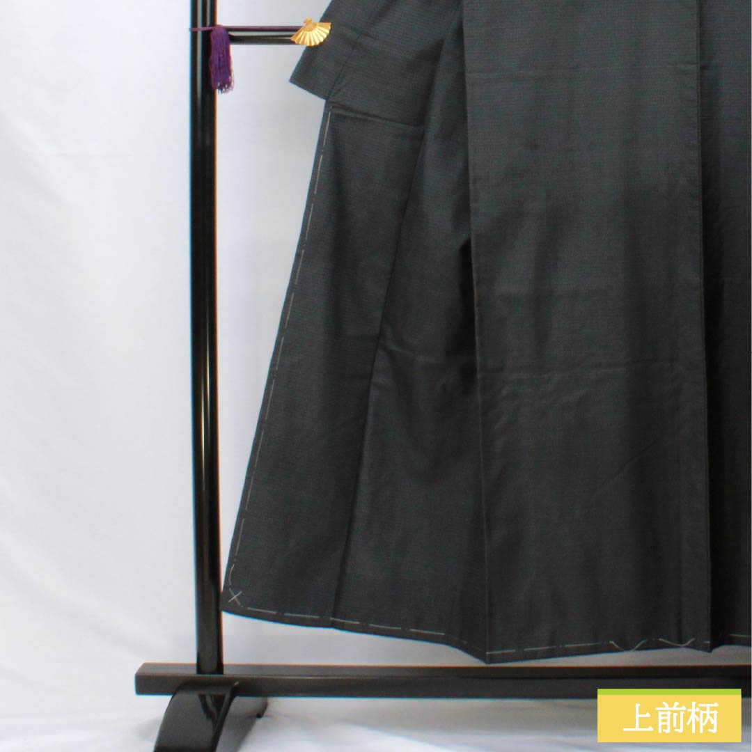 Men's Pure Silk A-Rank Oshima Tsumugi Geometric Pattern Ensemble, Length 151cm, Sleeve Length 71.5cm, Lined, Black, with Basting Threads, Product Number: 1119001293510