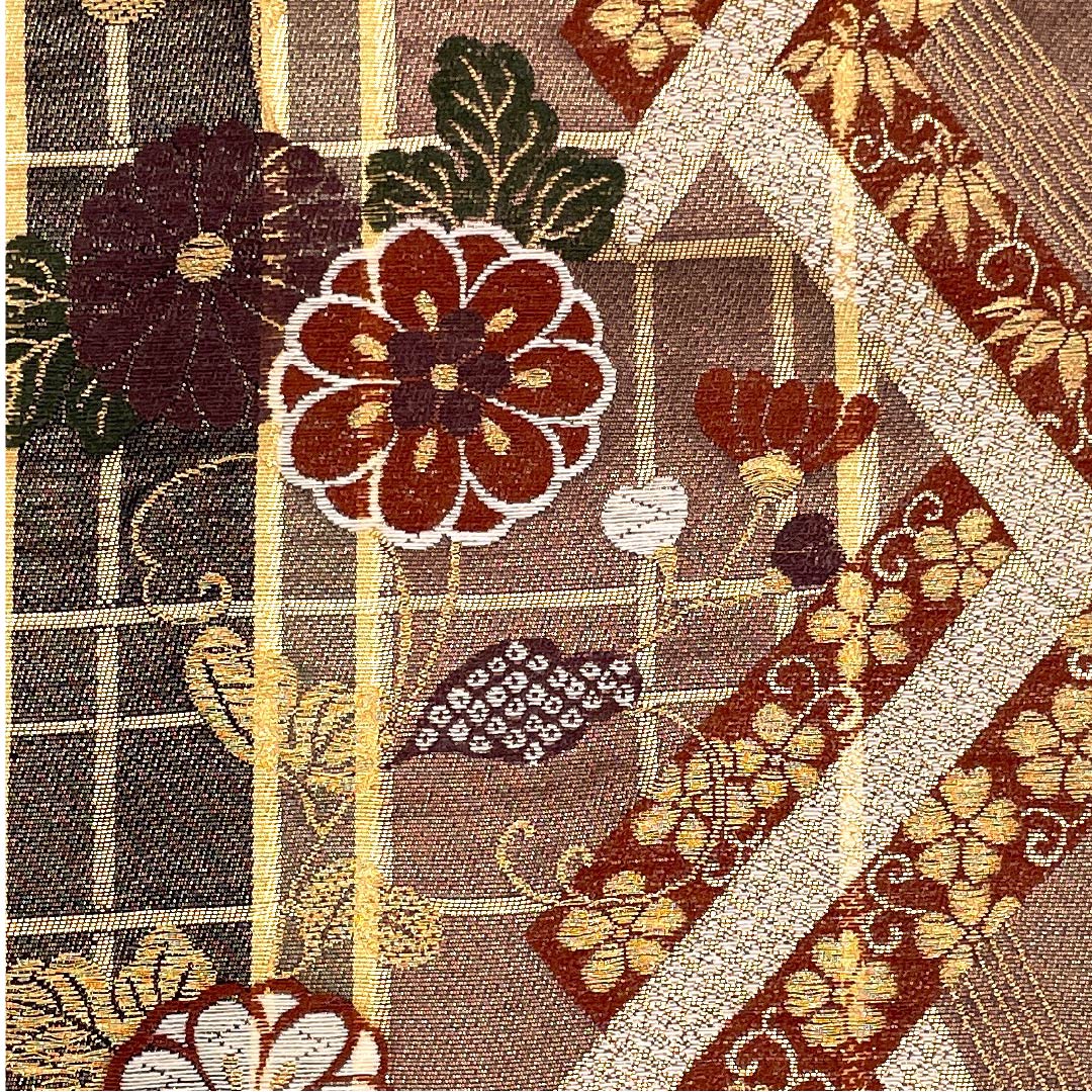 【未仕立】半幅帯 正絹 Sランク  古典柄 花唐草 菊   帯丈438cm グラデーション系 1125001792499