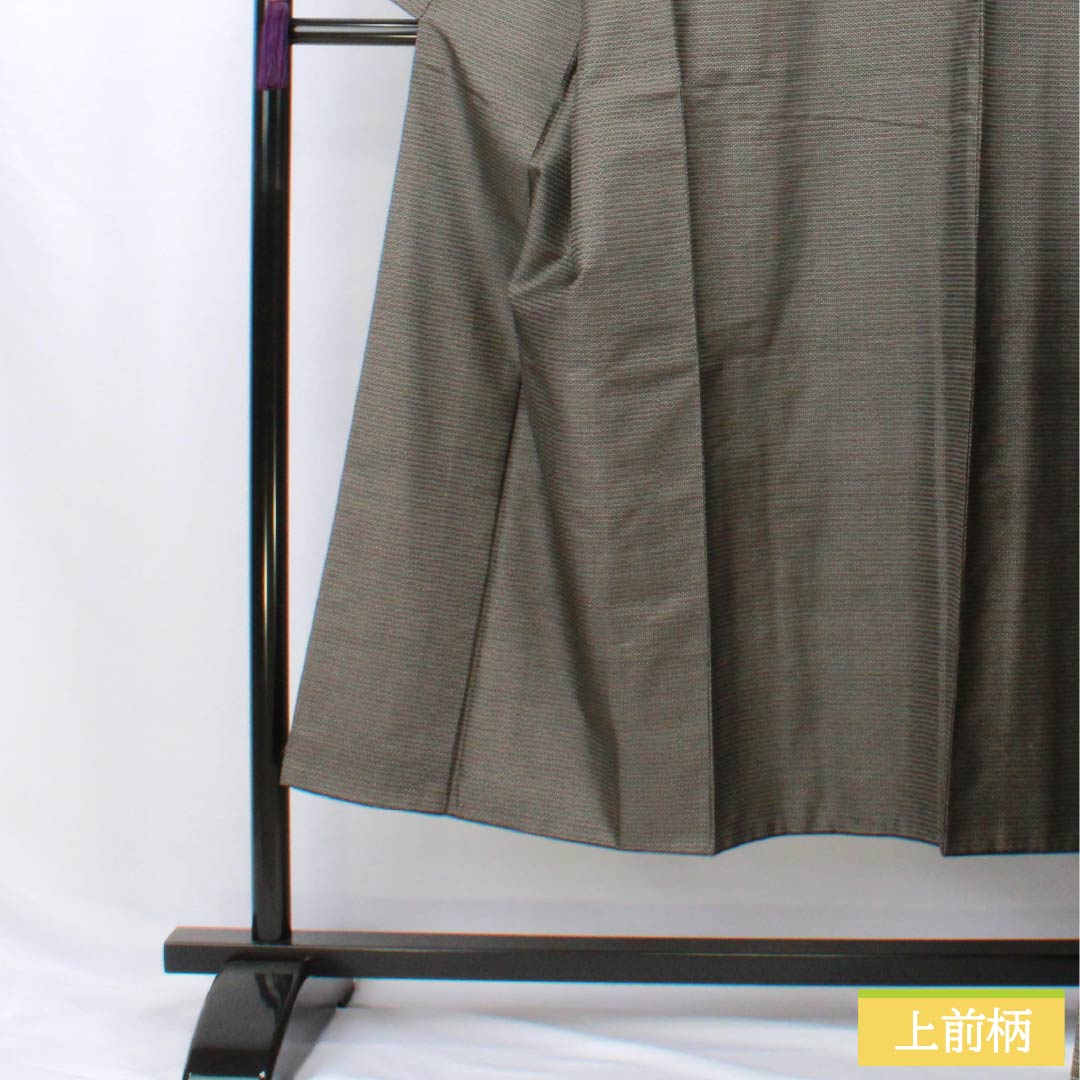 男物 正絹 Aランク 身丈145.5cm 裄丈68.5cm 大島紬 100亀甲 アンサンブル 袷 黒系 1119001483410