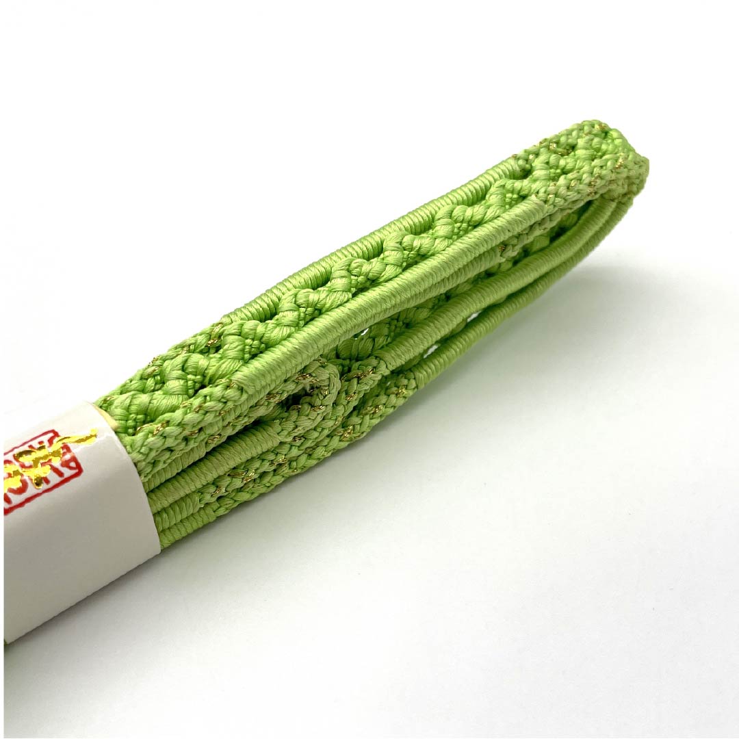 Obijime (sash fastener) made of pure silk, young leaf color, lace, for single layer kimono, length approx. 153cm, width approx. 1.3cm, formal, S rank, green, 1135003472319