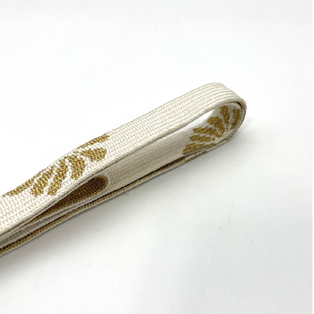 Obijime Silk S-rank Platinum Flat Braid Length approx. 156cm Width approx. 1.5cm For Kurotomesode White series 1135006182311