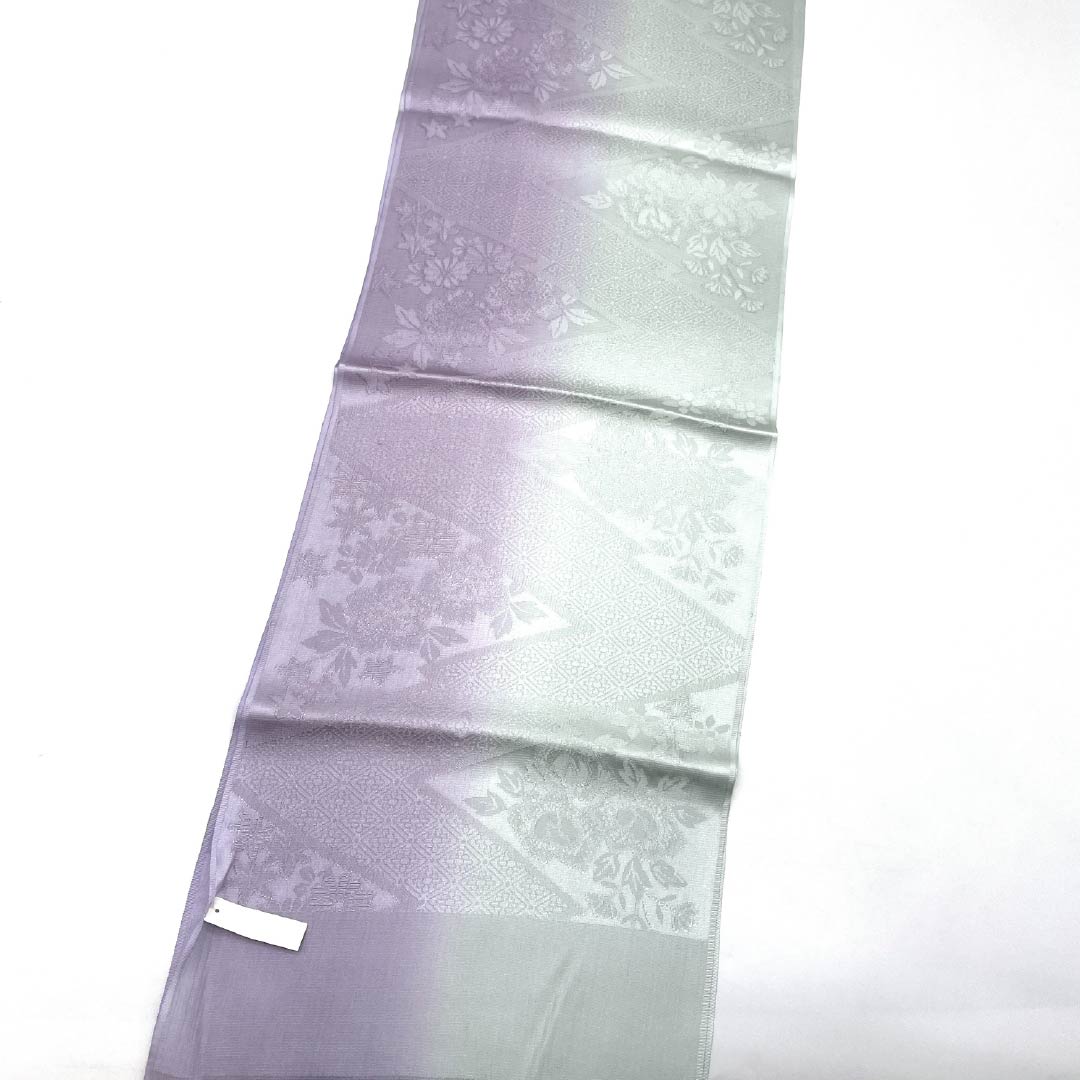 Obiage silk S rank semi-formal pale purple, celadon, floral, bicolor, length approx. 176cm, width approx. 29cm, gradient 1136004142999