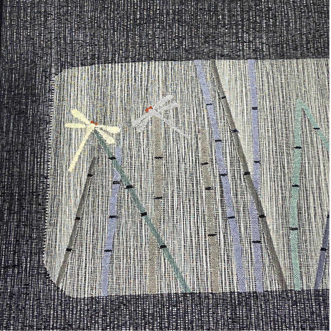 Fukuro Obi, Summer Obi, Black, Bamboo, Dragonfly, Summer, Obi Length 440cm, Pure Silk, A Rank, Pointed Pattern, Casual, Black, 1123007723310