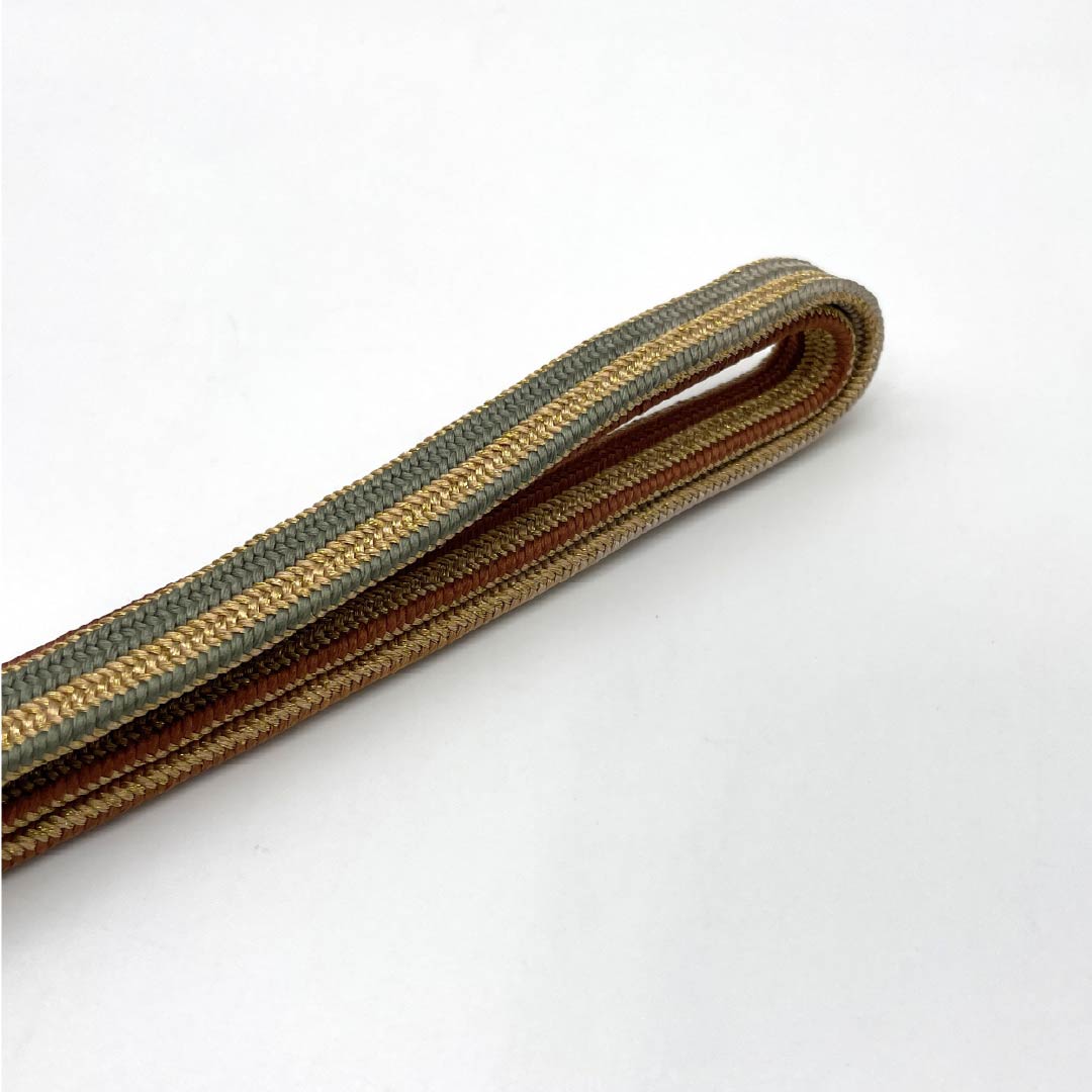 (新品)帯締め 正絹 NEWランク 樺色（かばいろ） 平田組紐 貝ノ口縞遊玄染 撚り房 長さ約156cm 幅約1.5cm セミフォーマル 茶系 1135005121314