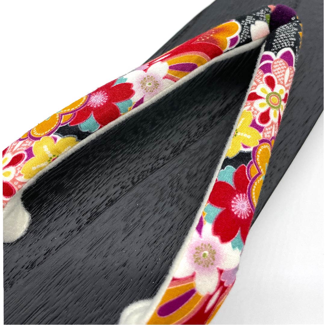 （新品未使用品）下駄 菊 桜 XLサイズ 黒系 NEWランク 1122001131510