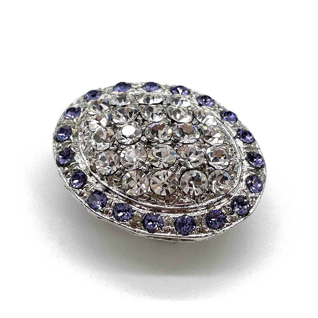 (New old stock) Obi clasp, glass, casual, Swarovski, oval, length approx. 2cm, width approx. 2.5cm, S rank, silver, 1137000982922