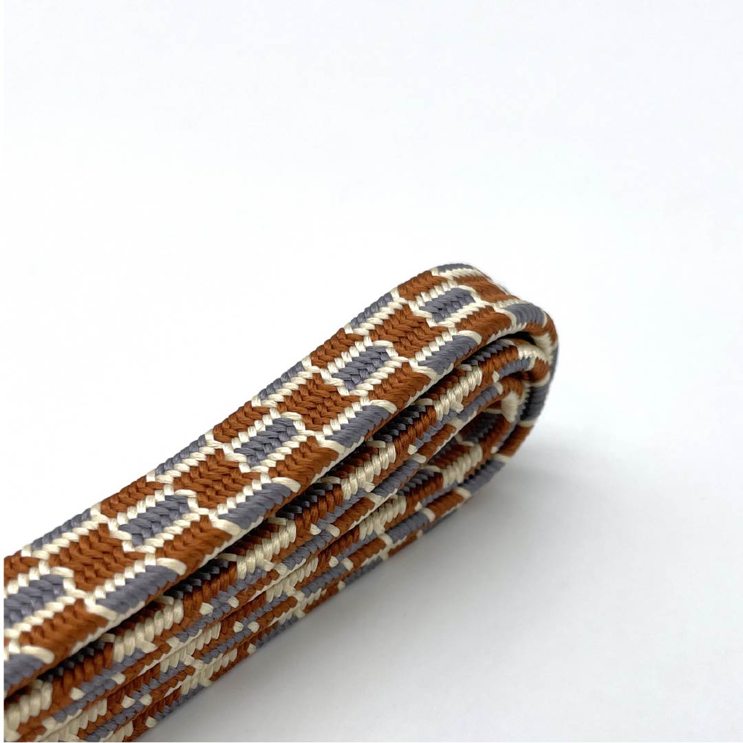 S-Rank Silk Obi-jime (Sash Band) in Birch Color with a Classic Checkered Pattern, Approximately 152cm Long and 1.3cm Wide, Casual Style, Brown, Product Number: 1135004742314