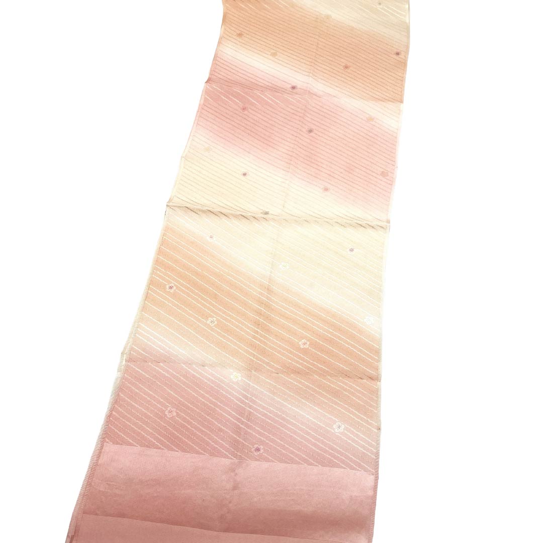 帯揚げ 正絹 Sランク セミフォーマル 浅紅色（あさべにいろ） 東雲色（しののめいろ） 桜 古典柄 長さ約188cm 幅約30cm ピンク系 1136003512913