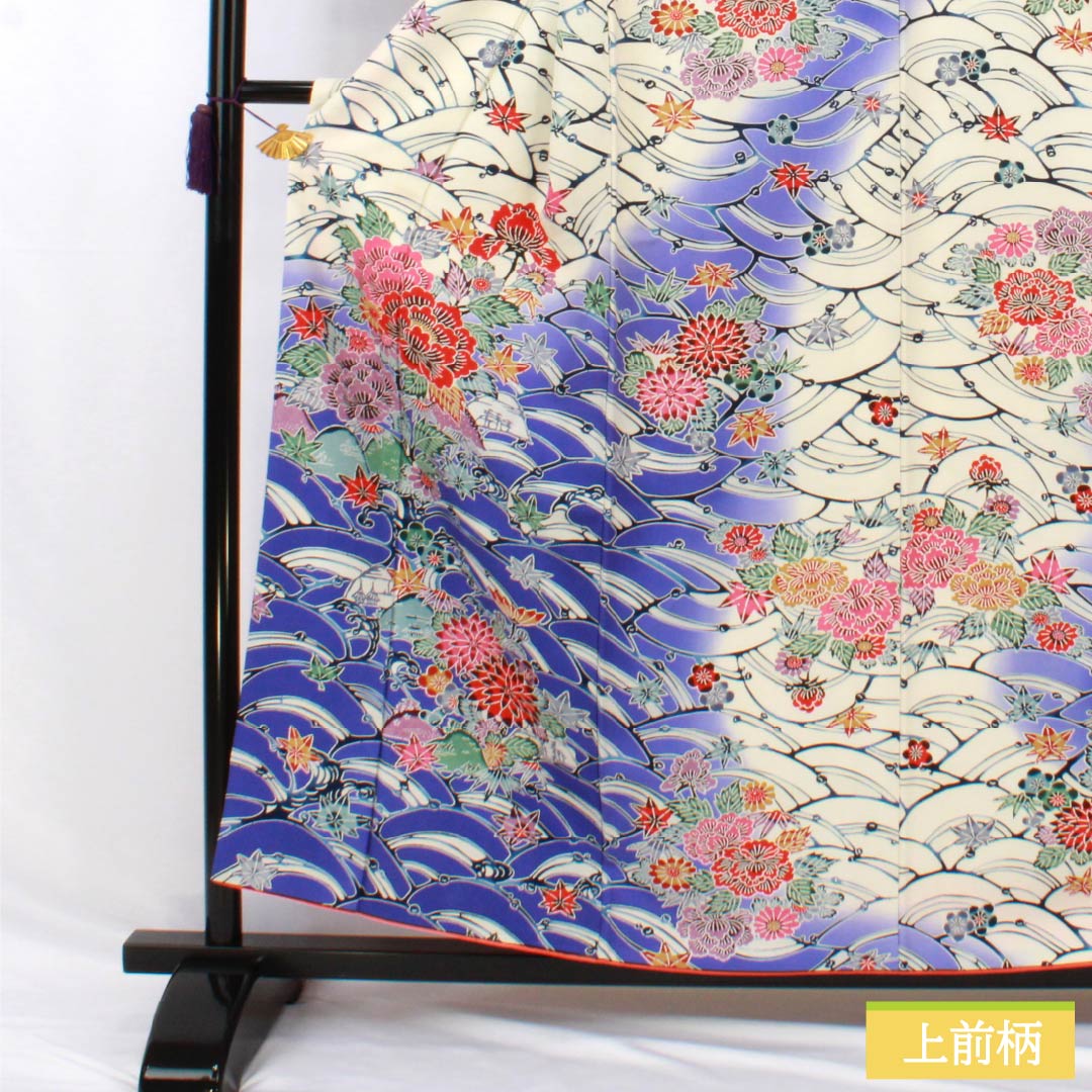 Visiting Kimono, Pure Silk, Grade A, Lined, Length 156.5cm, Sleeve Length 64cm, White Lily Color (Shirayuri-iro), Kyoto Bingata Flower Design, White, Item Number 1112006923311