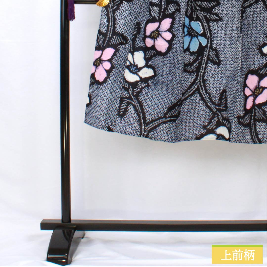 Yukata Cotton Length 122cm Sleeve length 60cm A rank Single layer Navy blue Arimatsu tie-dye Flower Shoulder raised 1118005643118