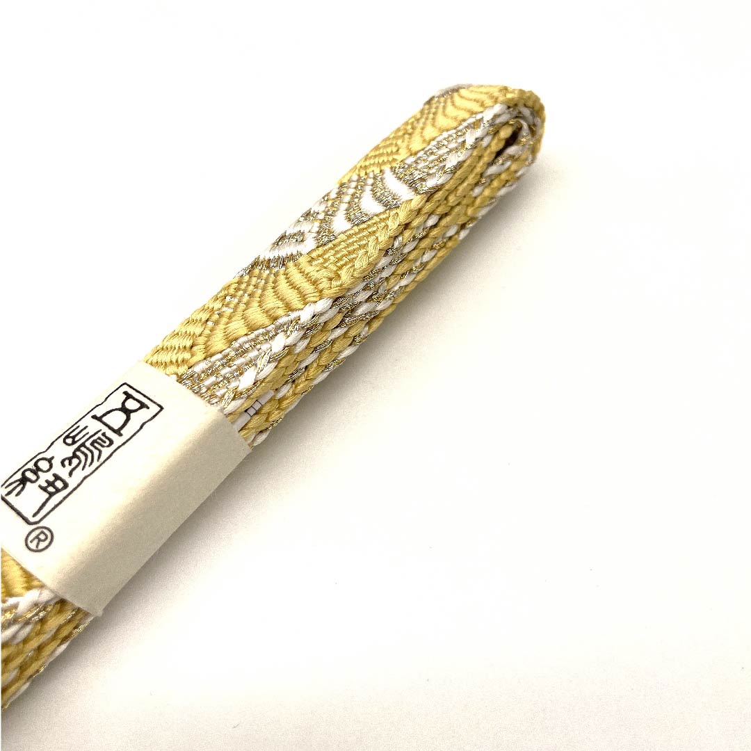 （新古品） 帯締め 正絹 四分紐 黄水仙色（きすいせんいろ） 五嶋紐 江戸組紐 金属糸使用 長さ約159cm 幅約1.5cm セミフォーマル Sランク 黄系 1135001962923