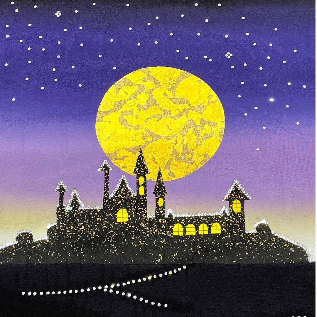 Fukuro Obi Black Full Moon Castle SALAMU Obi Length 446cm Pure Silk S Rank Point Pattern Casual Black 1123007902310