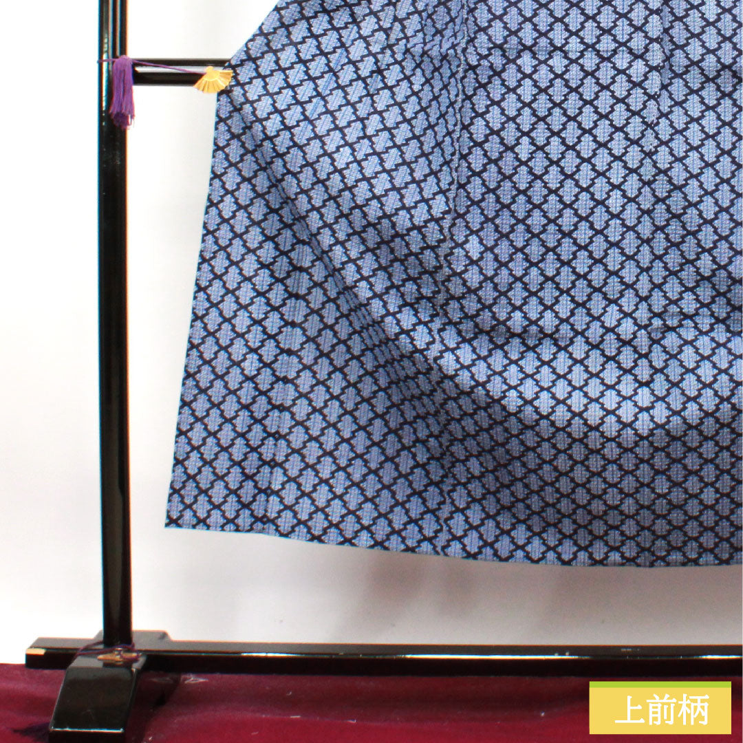 Yukata Cotton Length 149cm Sleeve length 61cm S rank Single layer Navy Deep navy Ripple Geometric pattern 1118004502118