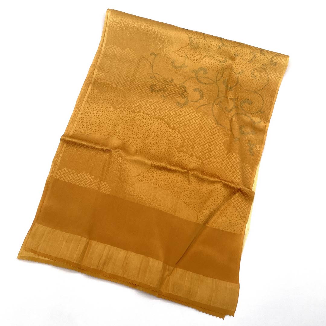 (Like new) S-Rank Pure Silk Obijime and Obiage Set, Light Yellow and Corn Color, Arabesque and Cloud Pattern, Length: Approx. 160cm, Width: Approx. 1.5cm, Semi-Formal, Yellow, Item Number: 1141000192323