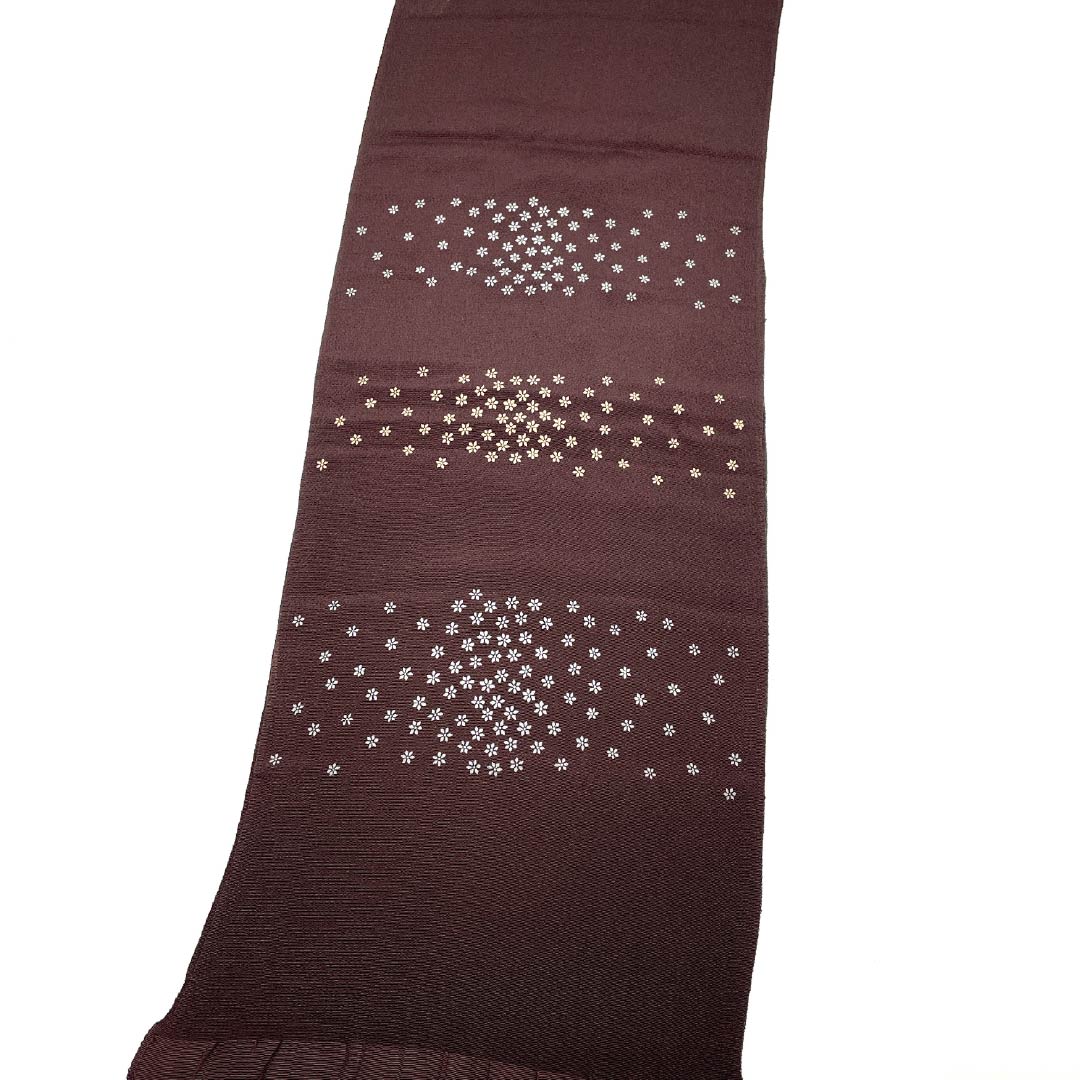 Obiage silk A rank semi-formal dark iron color, small flowers, length approx. 177cm, width approx. 29cm, brown family 1136004133914