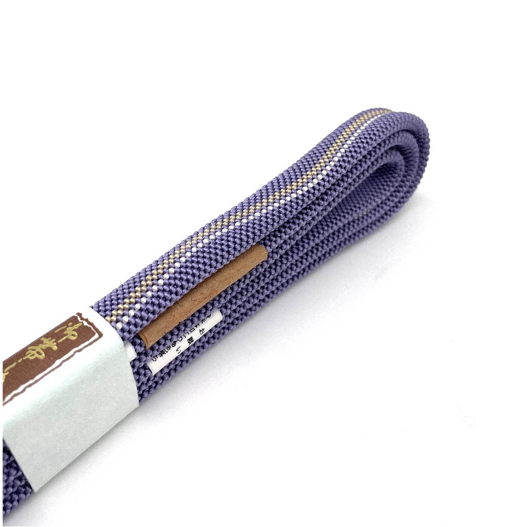 (New old stock) Obi-jime (belt fastener) made of pure silk, quarter-length cord, Fujihatobai-iro (Fujihatobai-iro), Kumihimo Kobo Kisai, Yumemusubi, length approx. 162cm, width approx. 1.2cm, casual, S rank, purple, 1135002652320