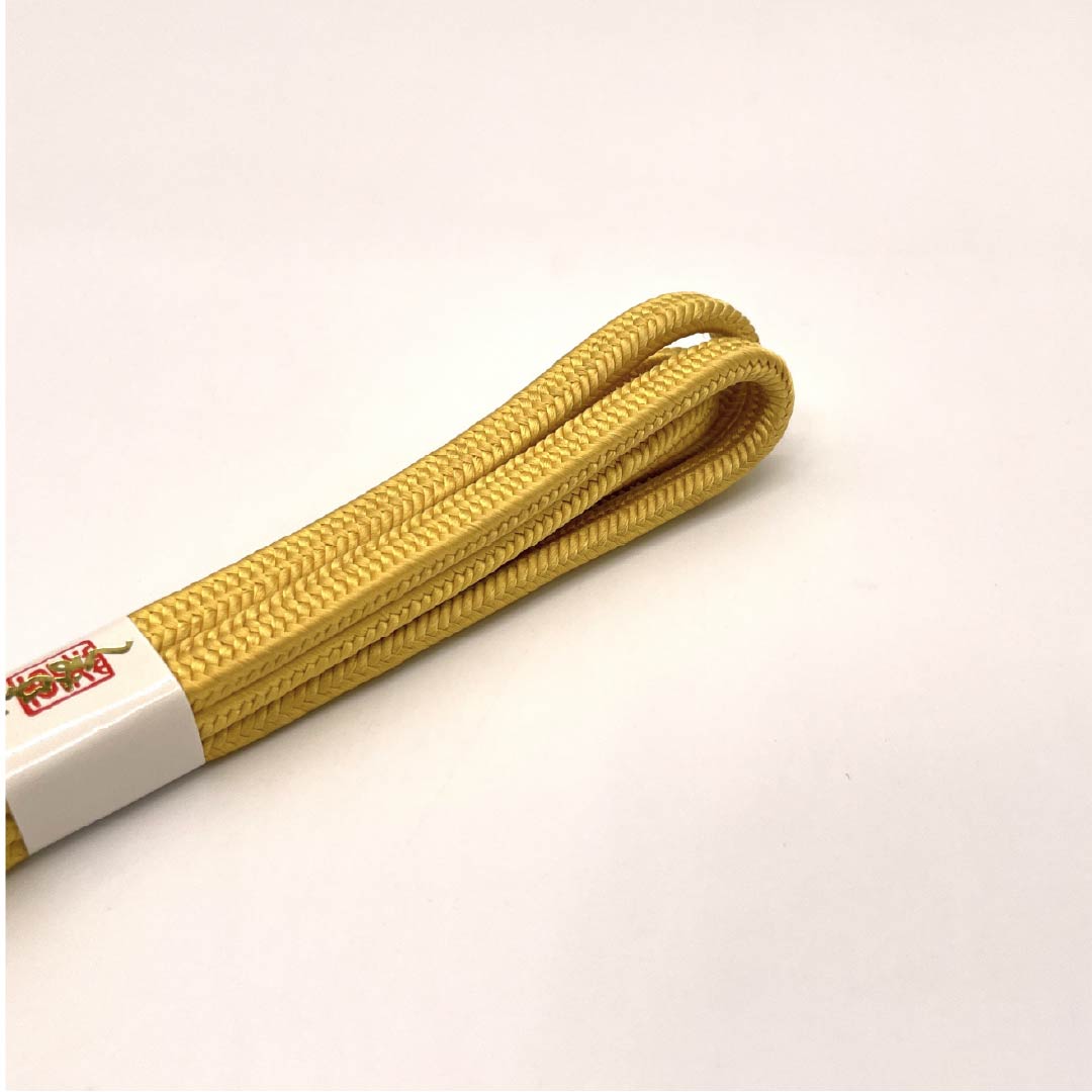 （新古品） 帯締め 正絹  黄唐紙色（きからかみいろ） 冠組 新古品 長さ約165.5cm 幅約1cm セミフォーマル NEWランク 黄系 1135003751323