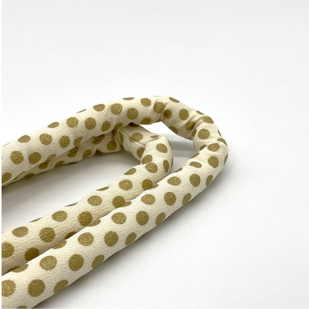 S-Rank Milky White Obijime (Sash Band) for Furisode Kimono, Round Hook, Dot Pattern, Approx. 176cm Long, Approx. 1.7cm Wide, Formal, Cream-Colored, Product Number: 1135004192415