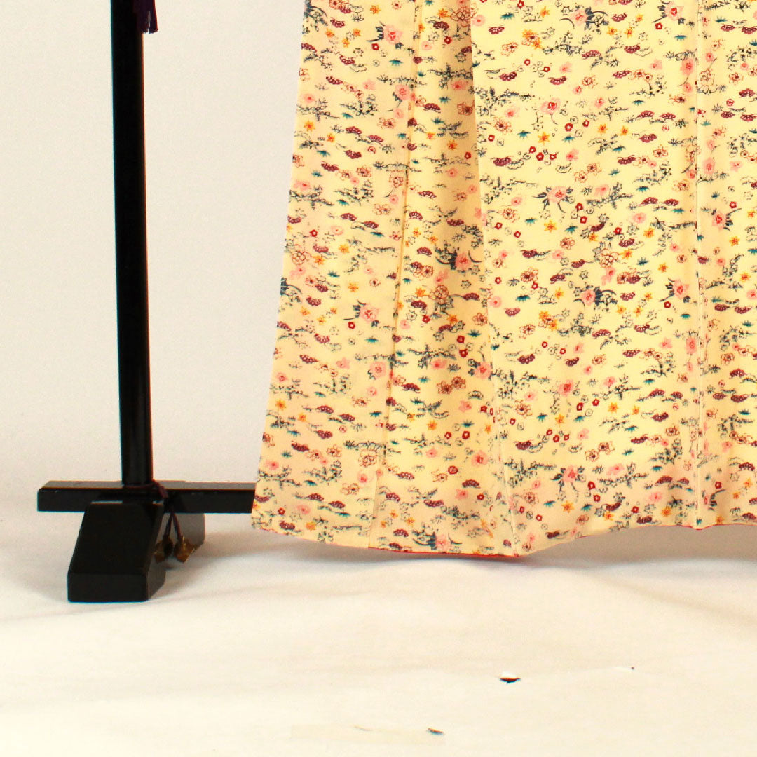 Komon, Length 162.5cm, Sleeve length 65.5cm, Lined, Pine, Bamboo, and Plum, Pure Silk, S Rank, Cream, 1115001182315