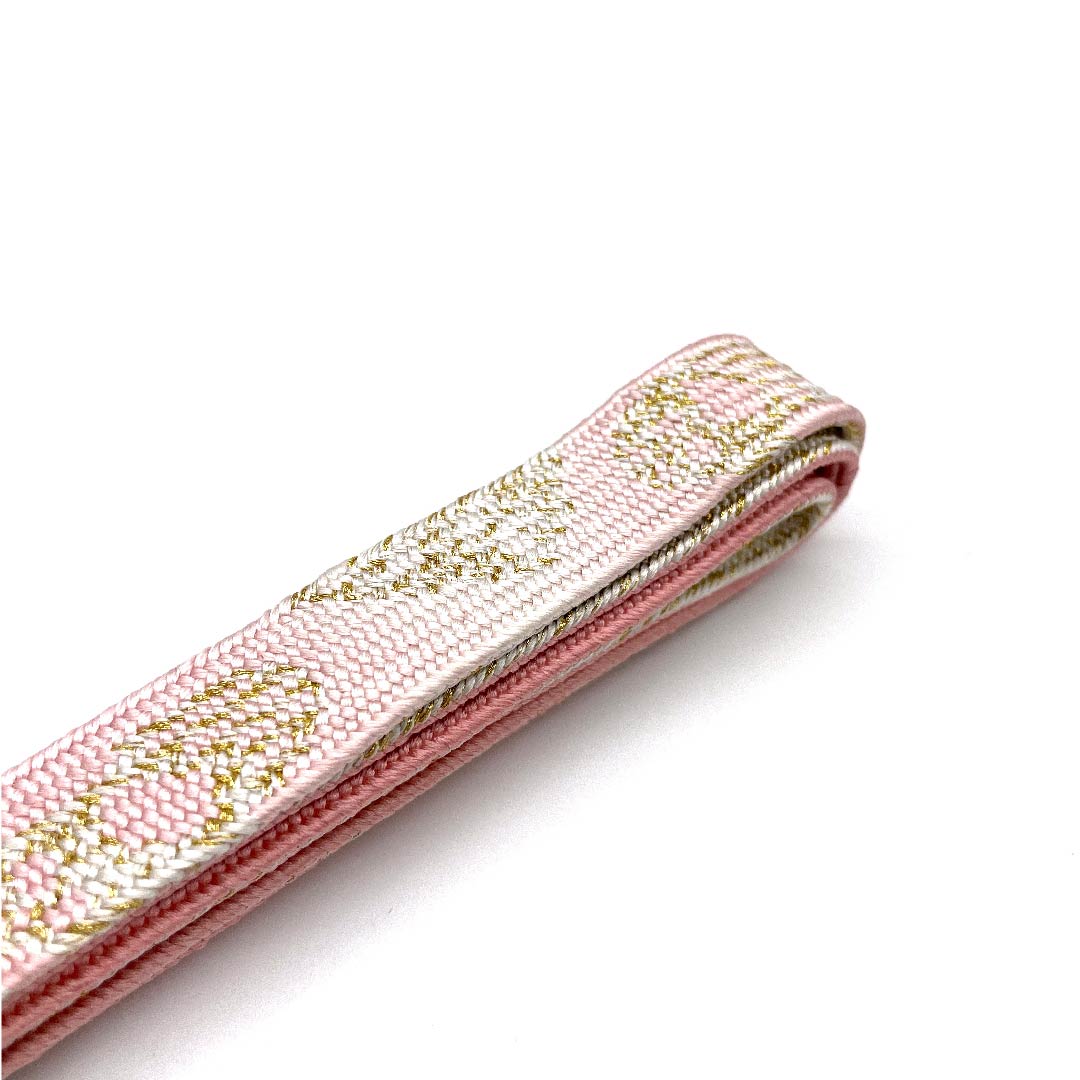 （新古品） 帯締め 正絹 四分紐 一重梅色（ひとえうめいろ） 特選金銀糸 金属糸使用 新古品 長さ約159cm 幅約1.5cm セミフォーマル Sランク ピンク系 1135001082913