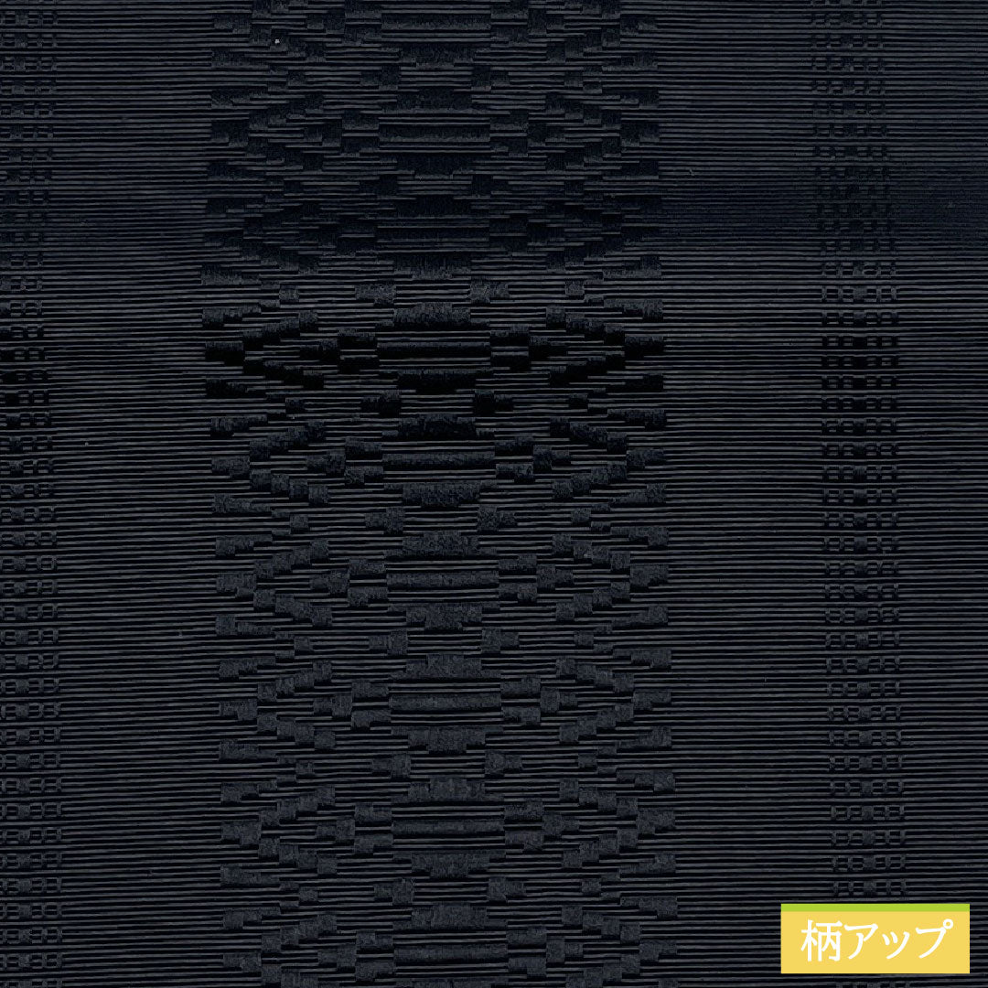 [Unfinished] Half-width Obi, Pure Silk, NEW Rank, Black, Hakata-ori (Hakata weave), Kenjo pattern (traditional design), Dokko (Buddhist ritual implement), Obi length 380cm, Black series, 1125001821310