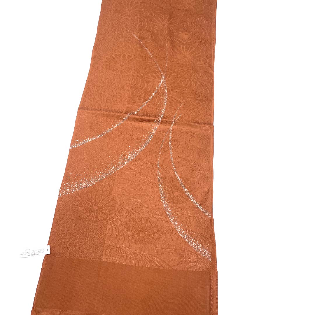 帯揚げ 正絹 Sランク セミフォーマル 肉桂色（にっけいいろ） 花 長さ約171cm 幅約29cm 茶系 1136003132914