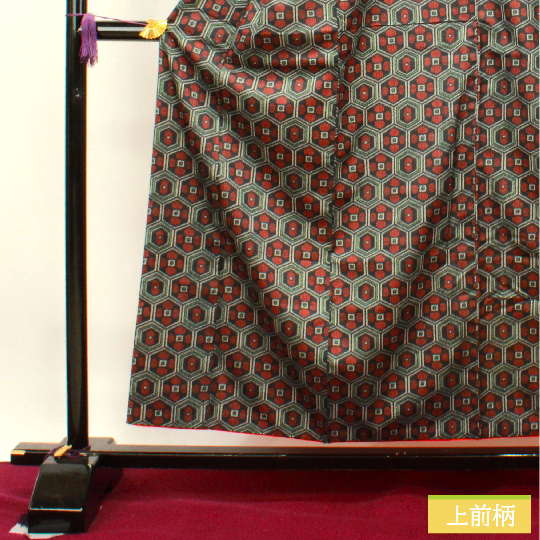 Murayama Oshima Tsumugi Silk Length 157cm Sleeve length 62.5cm Tortoise shell A rank Lined Black 1116002993310