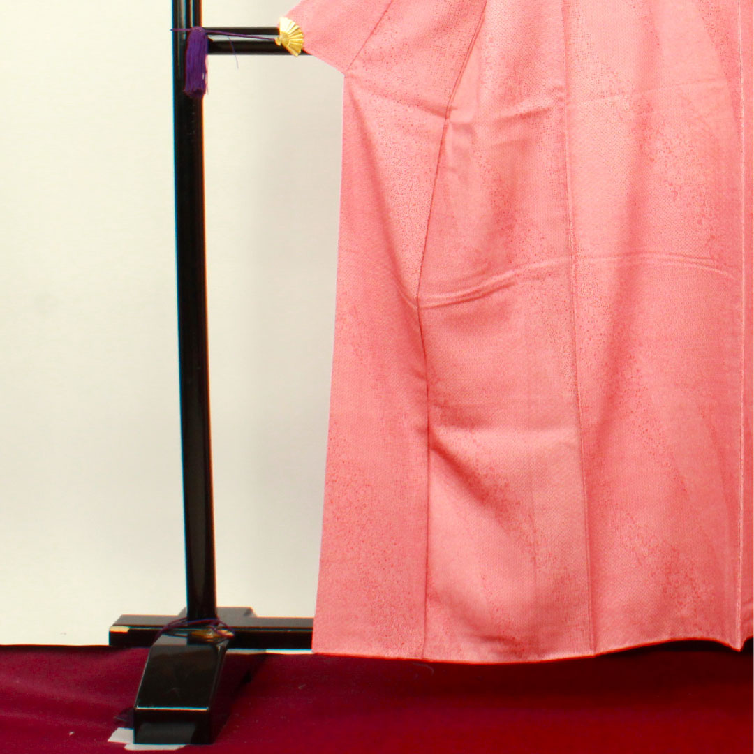 小紋 身丈156cm 裄丈61cm 袷  紅色 江戸小紋 浜ちりめん  正絹 Sランク 赤系 1115002972312