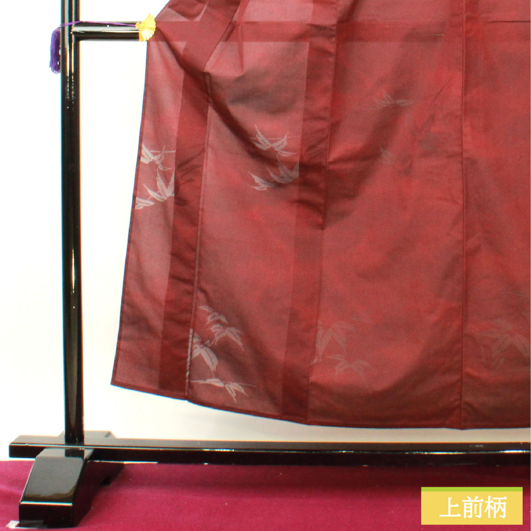Summer pure silk komon length 156cm sleeve length 62.5cm dark red (monkfish) monsha bamboo grass gauze S rank red 1132001902312