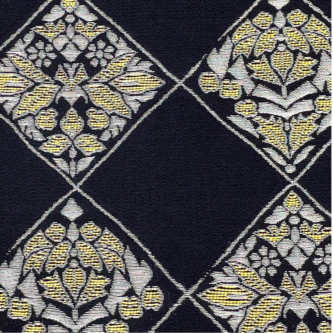 Fukuro Obi Black Diamond Abstract Flower Pattern Obi Length 447cm Pure Silk S Rank Six-way Casual Black 1123009502310