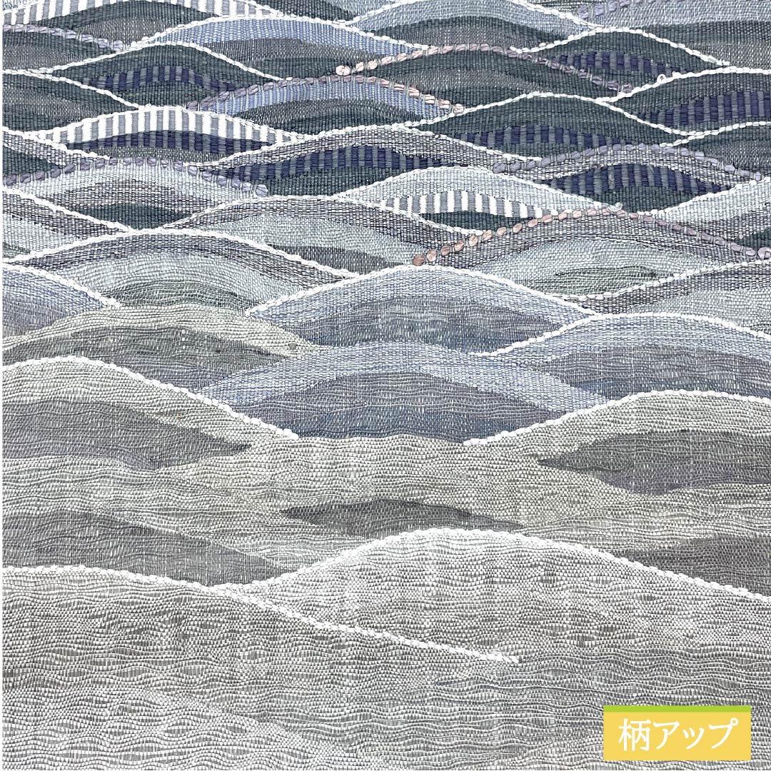 Fukuro Obi, Pure Silk, Light Gray, Scoop Weave, Wave, Length 452cm, A Rank, Pointed Pattern, Casual, Gray, 1123012413422