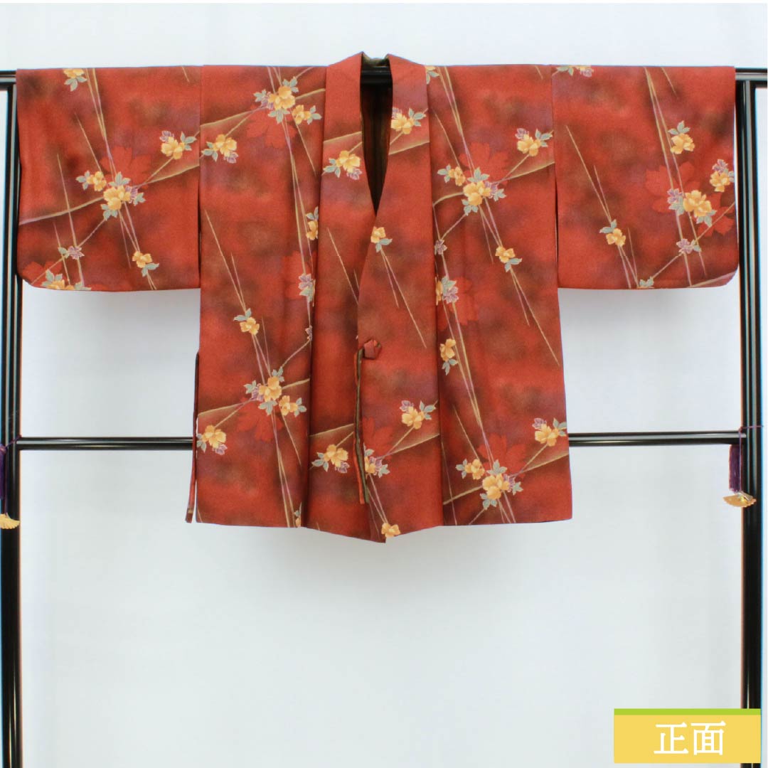Polyester travel kimono, S rank, length 83cm, sleeve length 66cm, reversible, floral pattern, striped, lined, gradient, 1117001412999